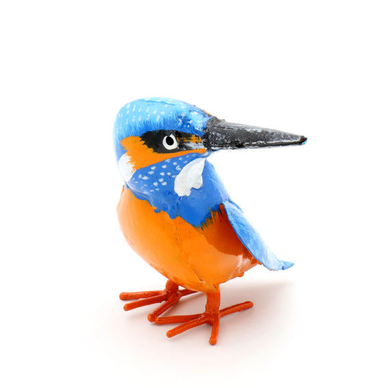 Eisvogel Vogel aus Recycling Metall. Dekoration für Haus und Garten.