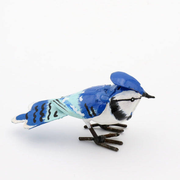 Blauhäher Vogel aus Recycling Metall. Dekoration für Haus und Garten.