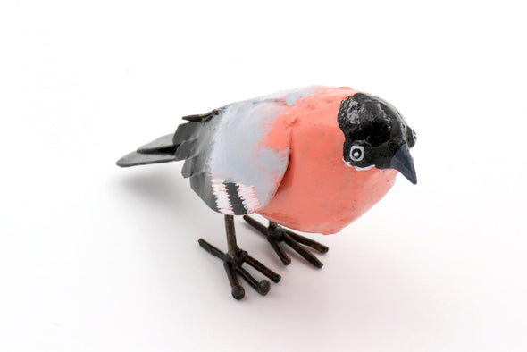 Dompfaff Vogel aus Recycling Metall. Dekoration für Haus und Garten.