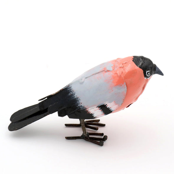 Dompfaff Vogel aus Recycling Metall. Dekoration für Haus und Garten.