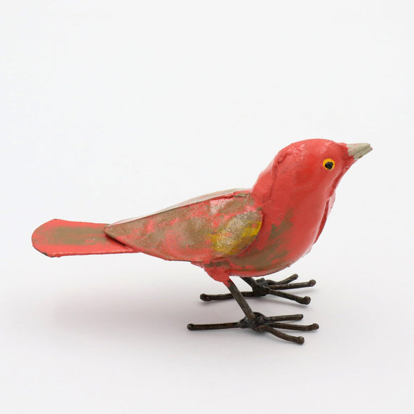 Feuerfink Vogel aus Recycling Metall. Dekoration für Haus und Garten.