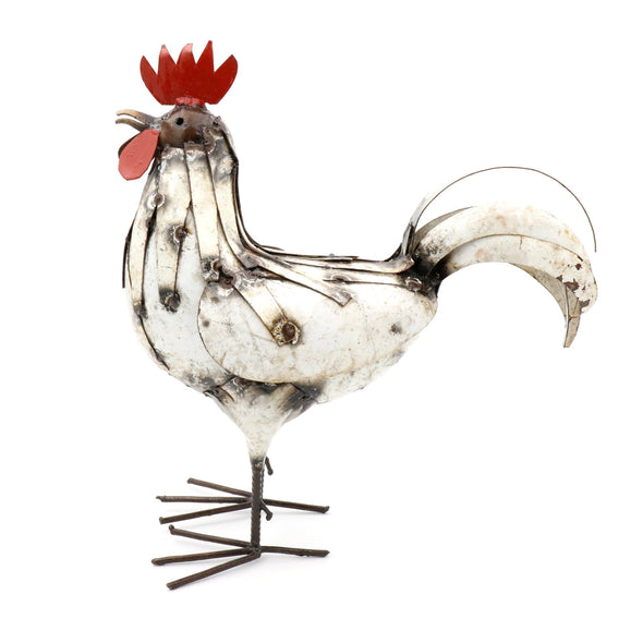 Hahn aus Recycling Metall für Haus und Garten. Dekoration für Haus und Garten.