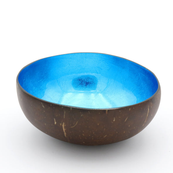 Kokosnuss Schale Coco Bowl in blau. Interior Dekoration Schuessel als Ablage fuer Schmuck, Schluessel oder im Bad oder fuer Snacks Nuesse Suessigkeiten. Handgearbeitete Unikate.