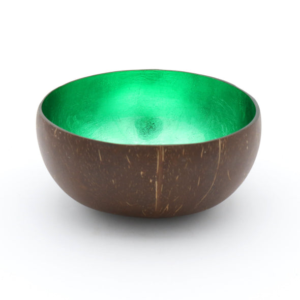 Kokosnuss Schale Coco Bowl in gruen. Interior Dekoration Schuessel als Ablage fuer Schmuck, Schluessel oder im Bad oder fuer Snacks Nuesse Suessigkeiten. Handgearbeitete Unikate.