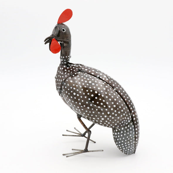 Perlhuhn aus Recycling Metall. Dekoration für Haus und Garten.