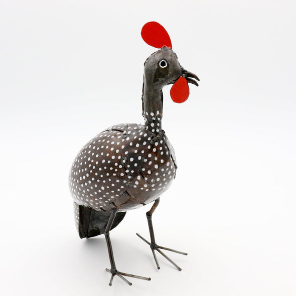 Perlhuhn aus Recycling Metall. Dekoration für Haus und Garten.