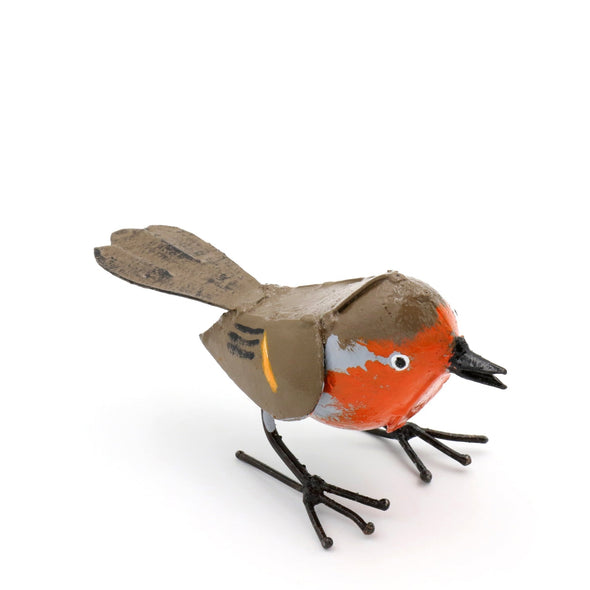 Rotkehlchen Vogel aus Recycling Metall. Dekoration für Haus und Garten.