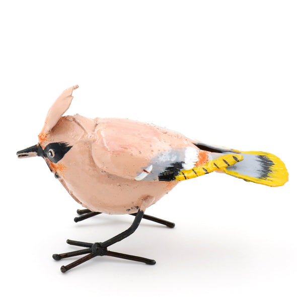 Seidenschwanz Vogel aus Recycling Metall. Dekoration für Haus und Garten.