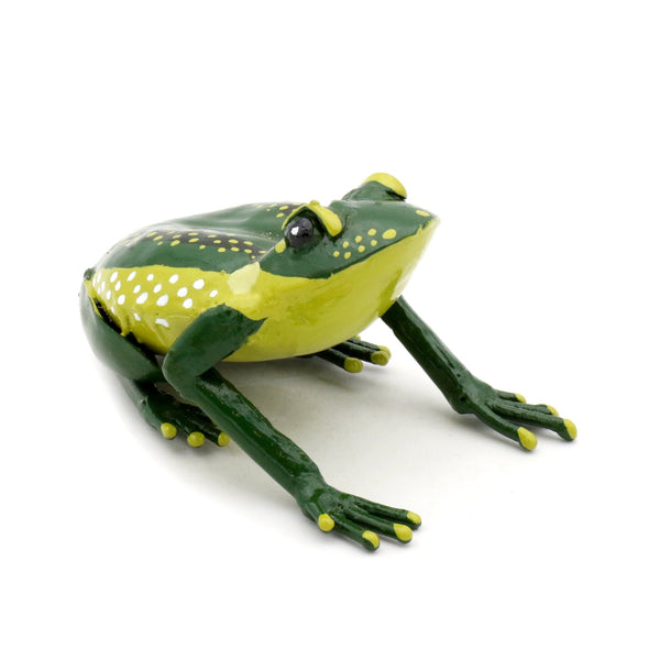Frosch dunkelgrün aus Metall – verspielte Gartendeko für Garten und Terrasse