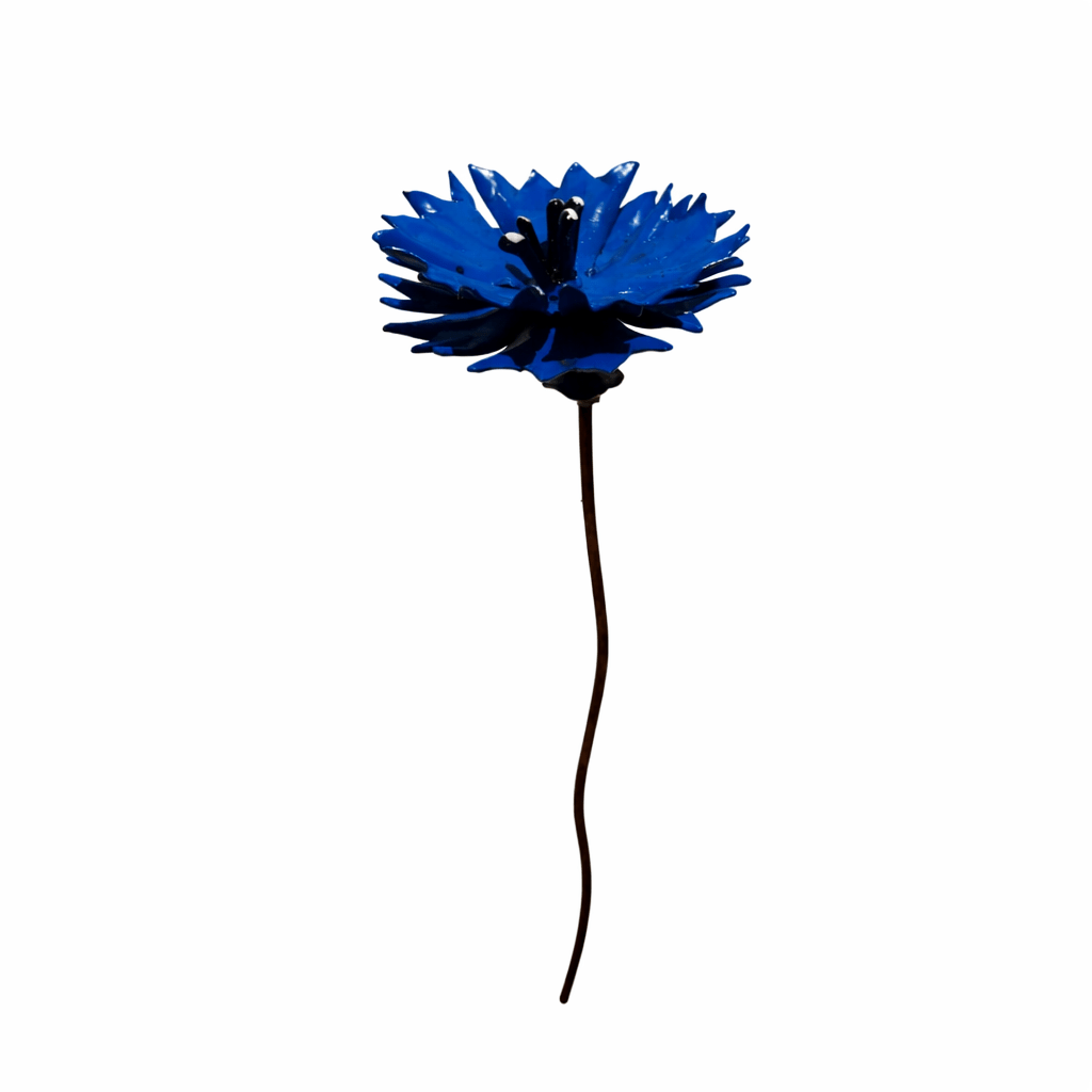 Kornblume aus Metall – filigrane Blumen Gartenstecker für Garten und Balkon
