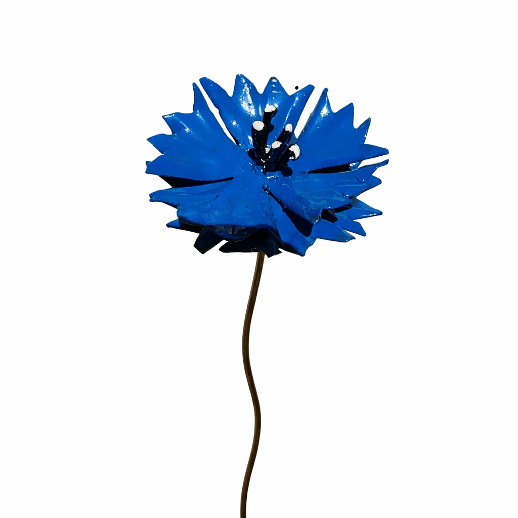 Kornblume aus Metall – filigrane Blumen Gartenstecker für Garten und Balkon