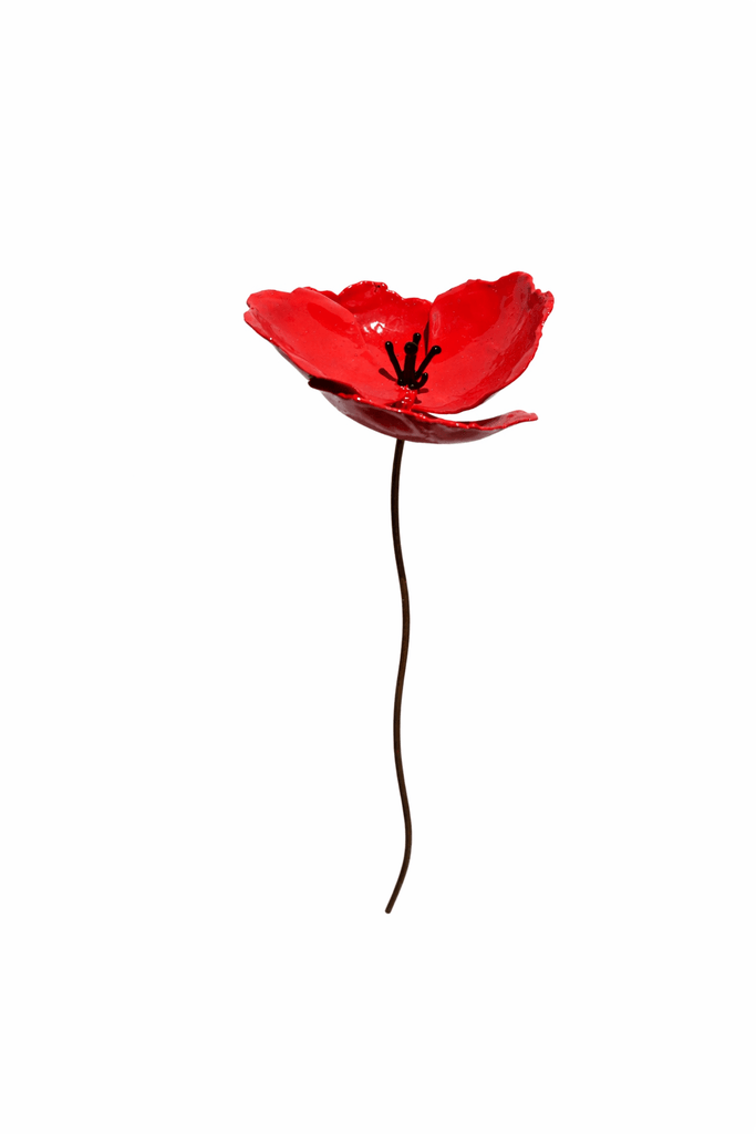 Mohn aus Metall – dekorative Blumen Gartenstecker für draußen