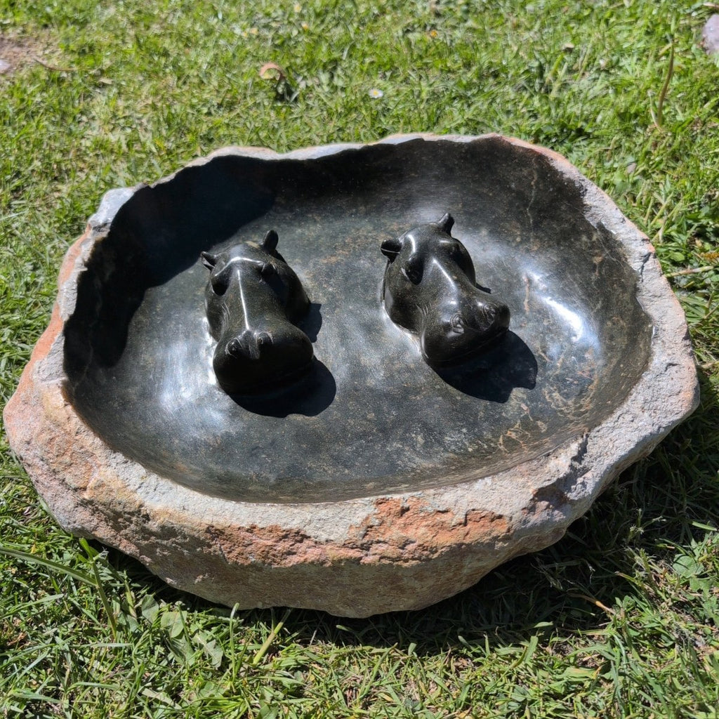 Vogeltränke Hippo Unikat #151 Künstler: Timothy Rukodzi