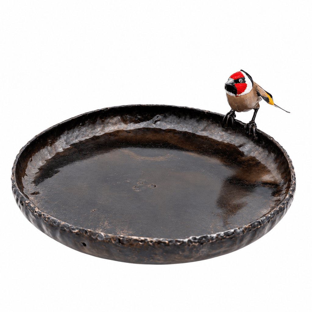 Vogeltränke "Stieglitz" aus Metall – Gartendeko Vogel für Garten und Balkon