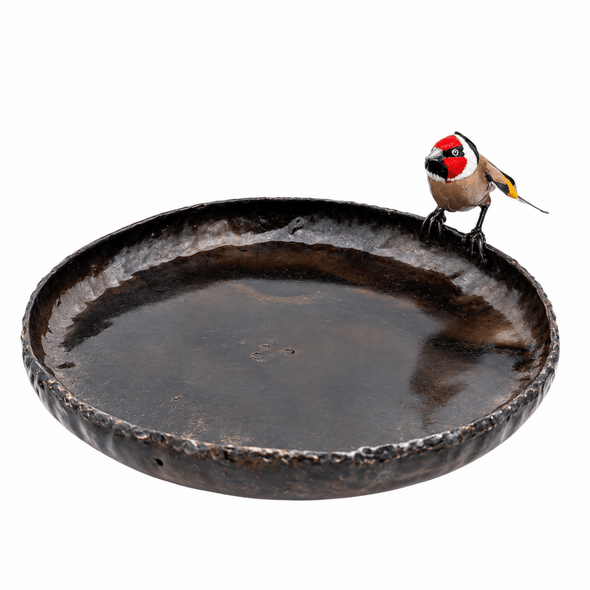Vogeltränke "Stieglitz" aus Metall – Gartendeko Vogel für Garten und Balkon