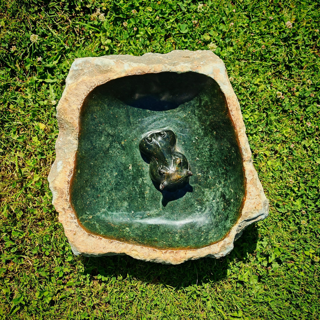 Vogeltränke Hippo Unikat #26 Künstler: Timothy Rukodzi