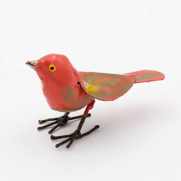 Feuerfink Vogel aus Recycling Metall. Dekoration für Haus und Garten.