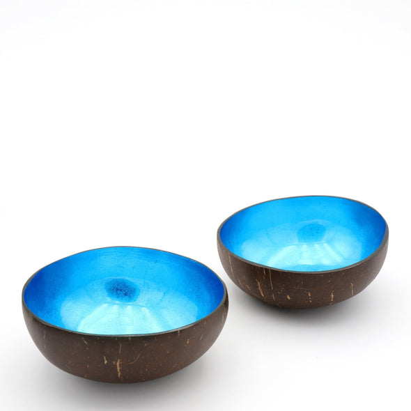 Kokosnuss Schale Coco Bowl in blau. Interior Dekoration Schuessel als Ablage fuer Schmuck, Schluessel oder im Bad oder fuer Snacks Nuesse Suessigkeiten. Handgearbeitete Unikate.
