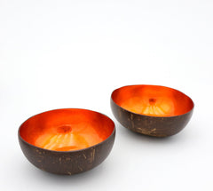 Kokosnuss Schale Coco Bowl in orange. Interior Dekoration Schuessel als Ablage fuer Schmuck, Schluessel oder im Bad oder fuer Snacks Nuesse Suessigkeiten. Handgearbeitete Unikate.
