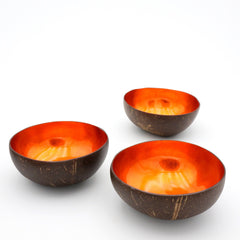 Kokosnuss Schale Coco Bowl in orange. Interior Dekoration Schuessel als Ablage fuer Schmuck, Schluessel oder im Bad oder fuer Snacks Nuesse Suessigkeiten. Handgearbeitete Unikate.