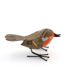 Rotkehlchen Vogel aus Recycling Metall. Dekoration für Haus und Garten.