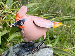Seidenschwanz Vogel aus Recycling Metall. Dekoration für Haus und Garten.