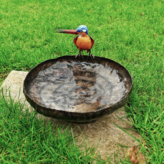 Eisvogel Vogel Vogeltraenke aus Recycling Metall Dekoration für Haus und Garten.